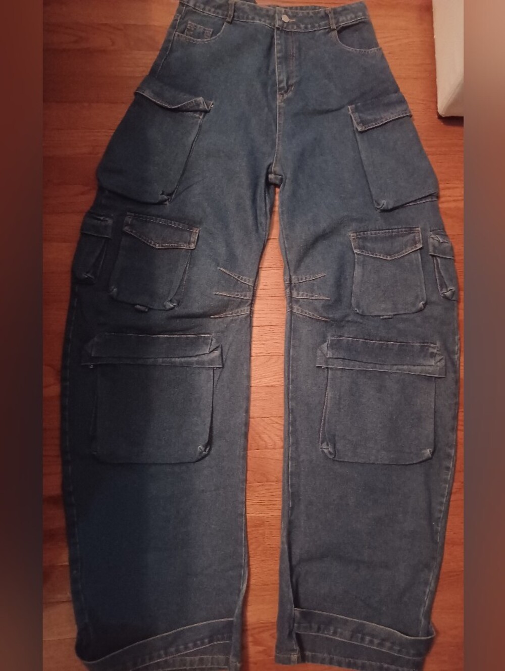 Size Large Cargo Denim Pants - Dark Blue